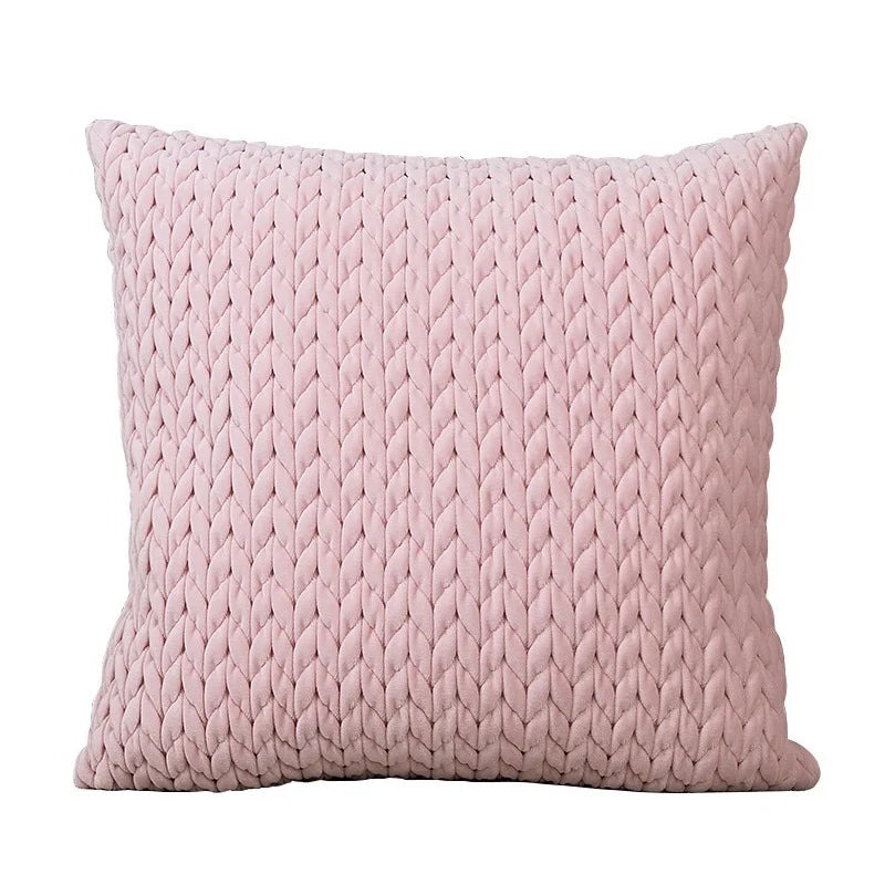taies d'oreillers carrées polyester coton motif tissé relief modernes vert foncé gris rose pastel