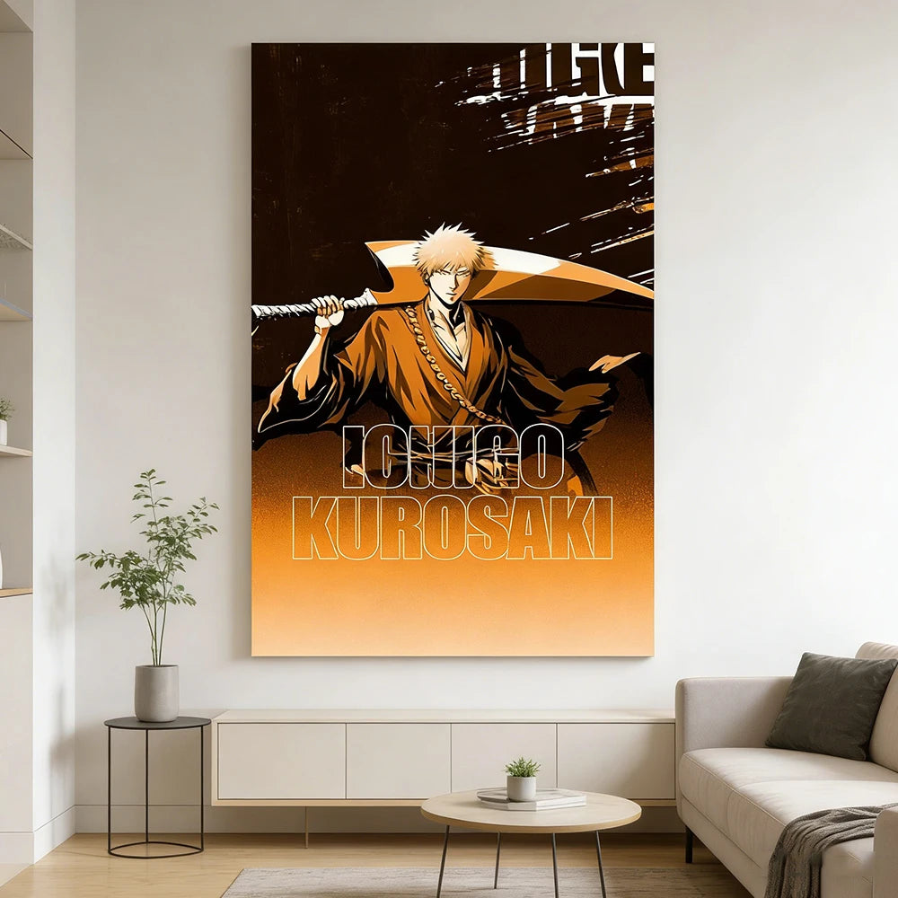 affiche anime bleach ichigo kurosaki byakuya kuchiki toile graphique moderne décoration maison chambre