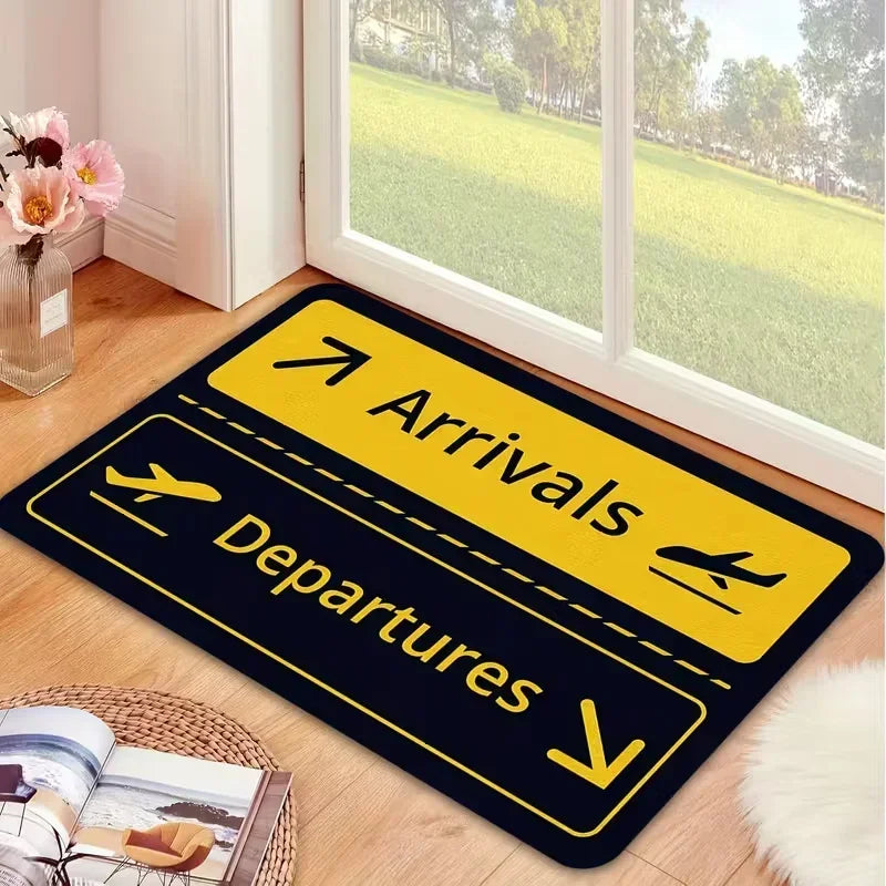 tapis sol antidérapant imperméable motif avion moderne noir beige blanc