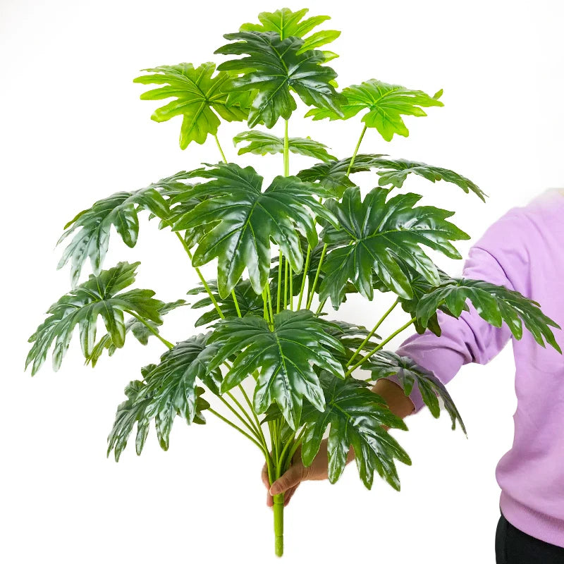 plantes artificielles feuilles vertes monstera palmes extérieures decoration moderne jardins maison tronc faux