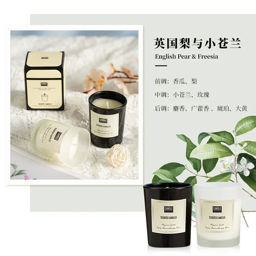 bougies parfumées aromathérapie cire soja blanc noir moderne minimaliste sans motif parfum durable decoration
