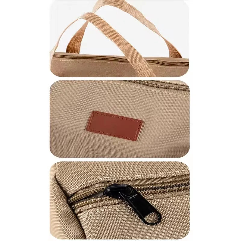 sac rangement tissu texturé outils gants utilitaire décontracté portable beige marron