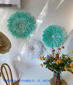 décoration murale fleurs artificielles rose clair moderne feuilles papier métal