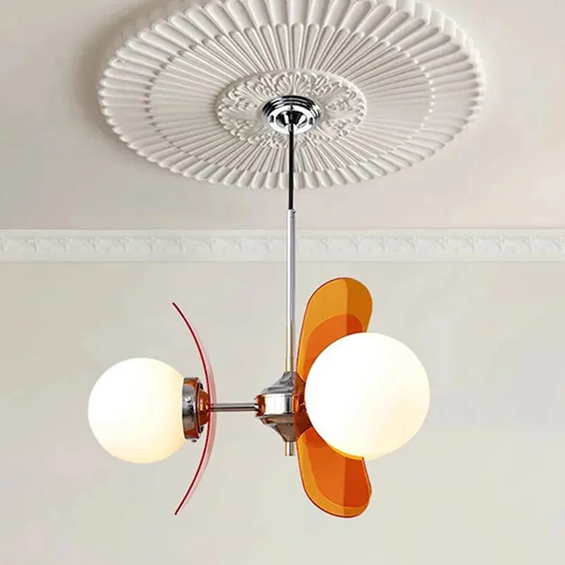 lampe suspendue moderne boule verre acrylique orange blanc salon chambre lustre lustre rond