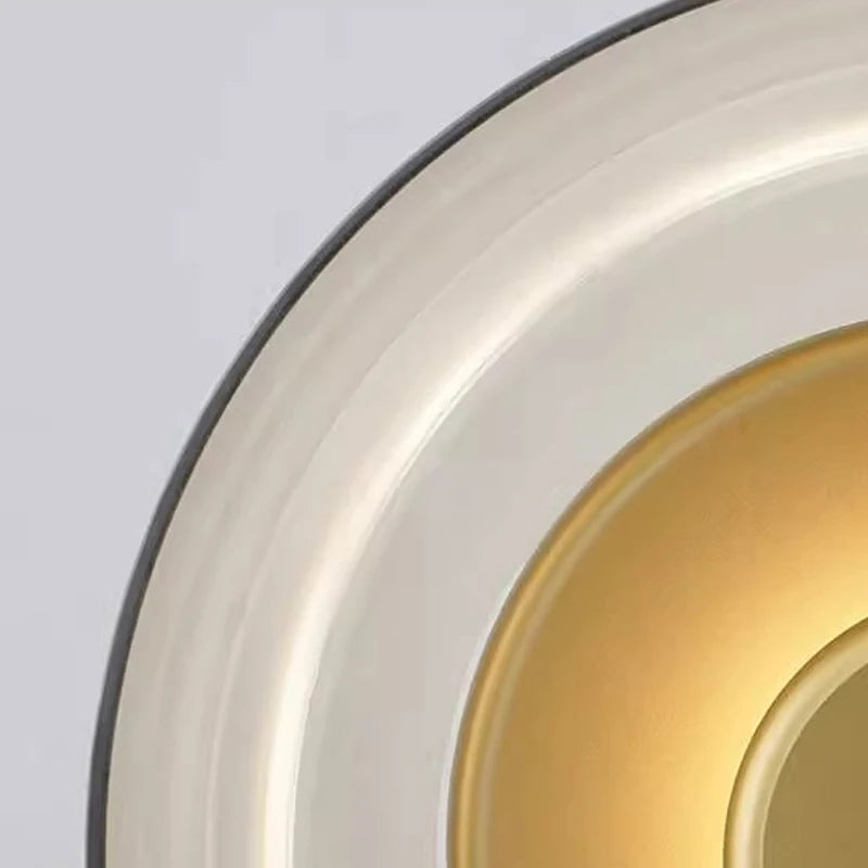 Lampes murales modernes doré noir gris concentrique verre transparent éclairage central minimaliste