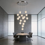 suspension lumineuse moderne cristal transparent argentées chambre salon