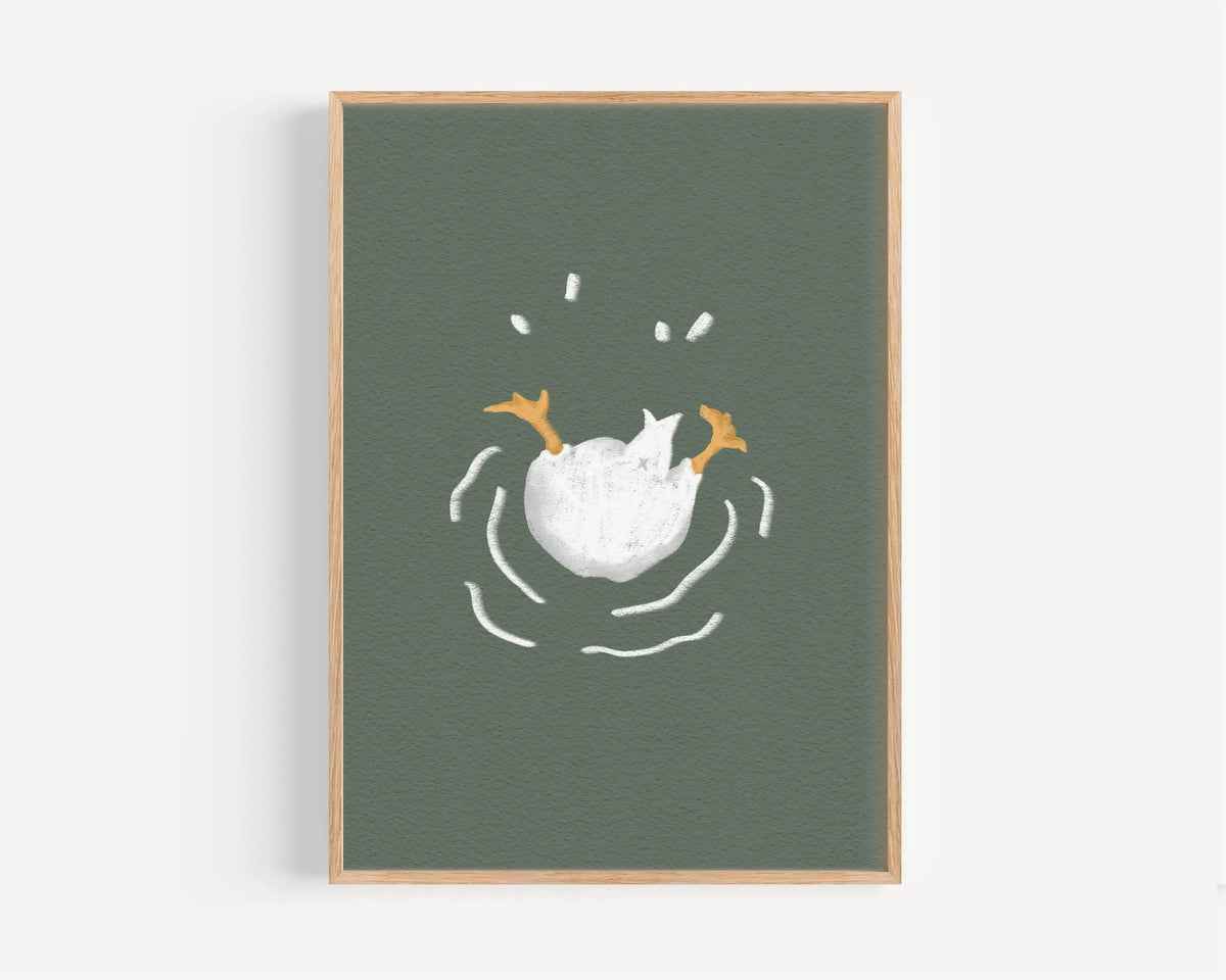 décoration murale aquarelle canards quack illustration minimaliste vert olive chambre salon erotique