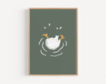 décoration murale aquarelle canards quack illustration minimaliste vert olive chambre salon erotique