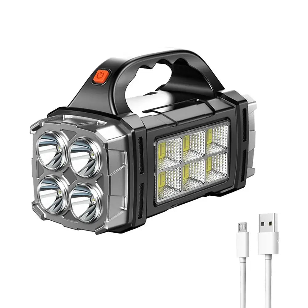 torche rechargeable led camping extérieure projecteur batterie externe solar usb portable 25w 1600lm