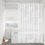 rideau douche blanc floral transparent moderne anneaux suspension 180cm
