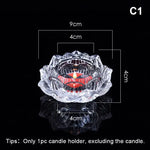 support bougie verre transparent forme fleur lotus décor maison artisanal coupe vent porte bougie