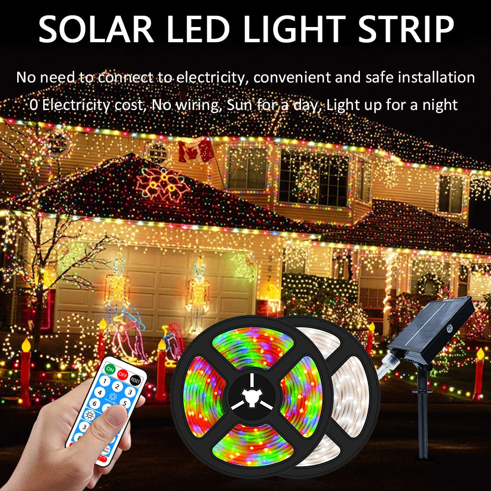 ruban led solaire multicolore modes télécommande moderne décoration extérieure ip67 10mètres