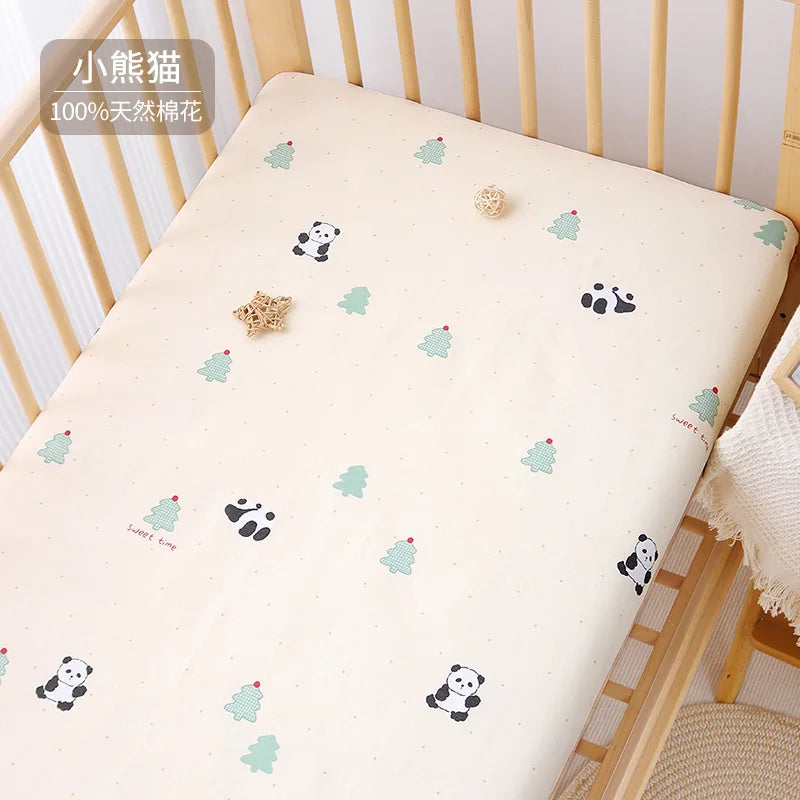 drap bébé couverture panda points sapins élastique simple beige uni coton respirant lit enfant