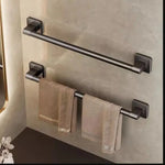 porte serviettes mural gris métallisé moderne fixé autocollant lisse réutilisable ab