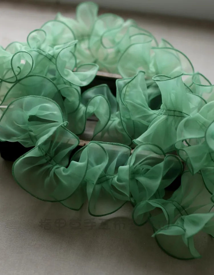 écharpe plissée organza polyester transparente rose vert blanc mariage mode occasionnelle