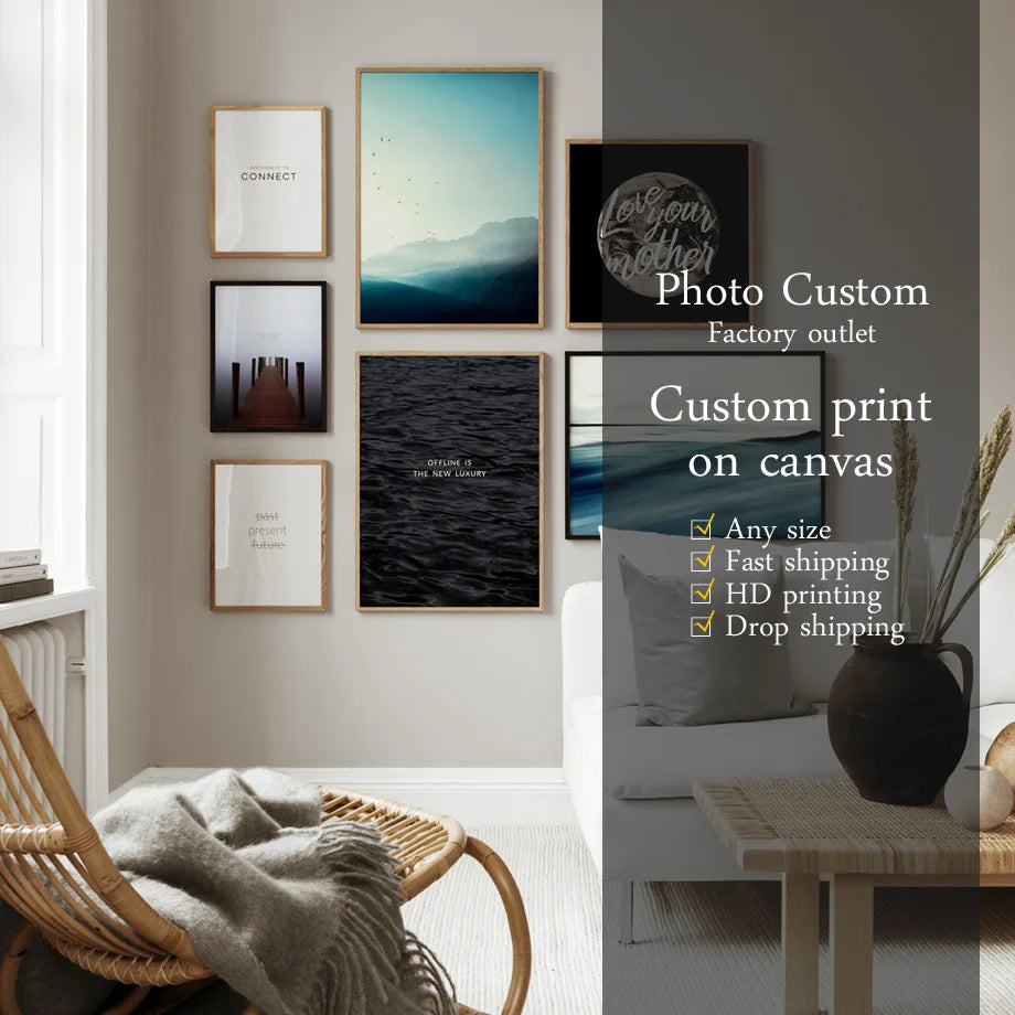 affiche abstraite moderne toile sans cadre encre imperméable rectangle vertical