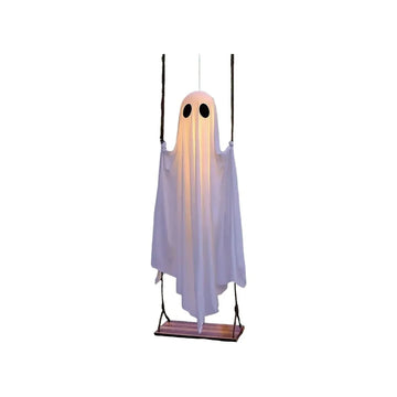 fantôme suspendu blanc halloween texture ondulée fixations classiqueHaunted Swing Adjustable White Classic Halloween Decoration