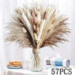 bouquets séchés naturels feuilles fines fleurs blanches plumes beige rustique décoration maison anniversaire baby