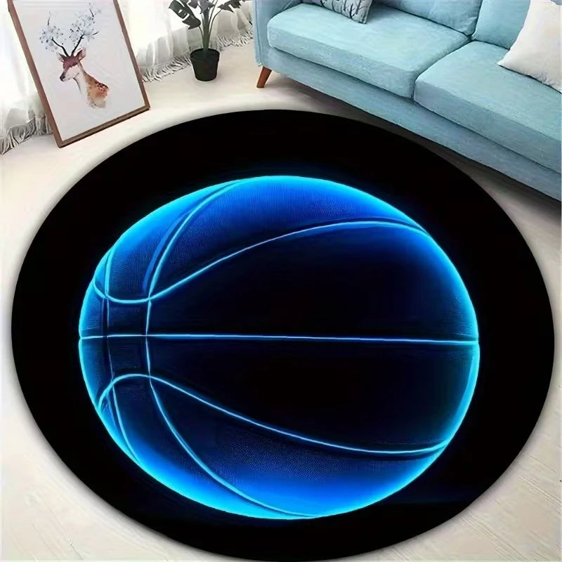 tapis rond moderne motif basket noir blanc anti dérapant 40x40 80x80 120x120 cm chambre