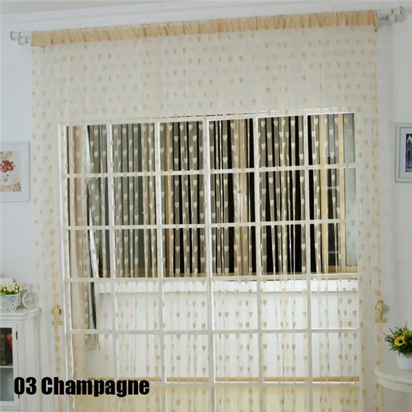 rideau decoratif fil cœurs semi transparent moderne salon
