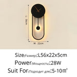 applique murale moderne horloge LED contemporain éclairage quotidien noir doré fixée mur