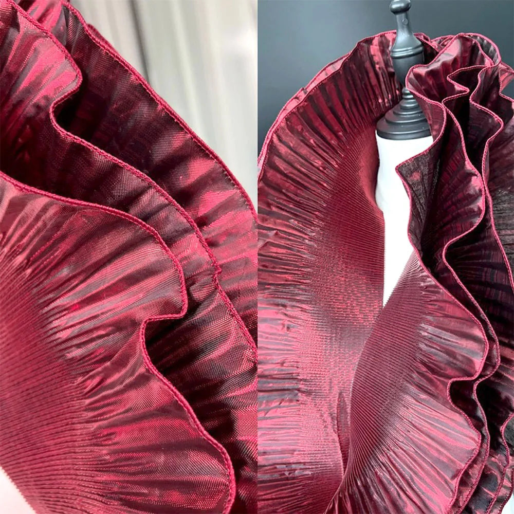 ruban plissé polyester opacité bleu clair rose vert noir texturé mariage décoration élastique
