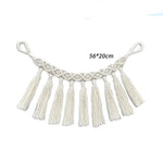 rideau boho chic macramé franges coton solide beige clair accessoires fenêtre pastorale