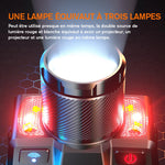 lampe frontale led super lumineuse noire orange rayées moderne technologique étanche rechargeable usb zoomable