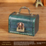 coffre bijoux bois vert marron vintage serrure imitation cuir okolets