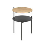 table d'appoint double niveau bois minimaliste moderne table basse pieds métalliques maison noir walnut