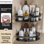 étagère salle bain adhésive noire moderne support rangement triangle porte savon panier douche étanche