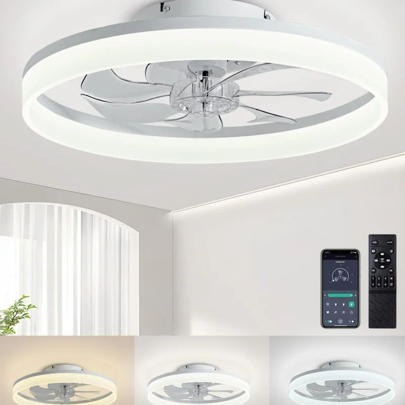 ventilateur intelligent led rvb vitesses ciel étoilé moderne télécommande app mobile