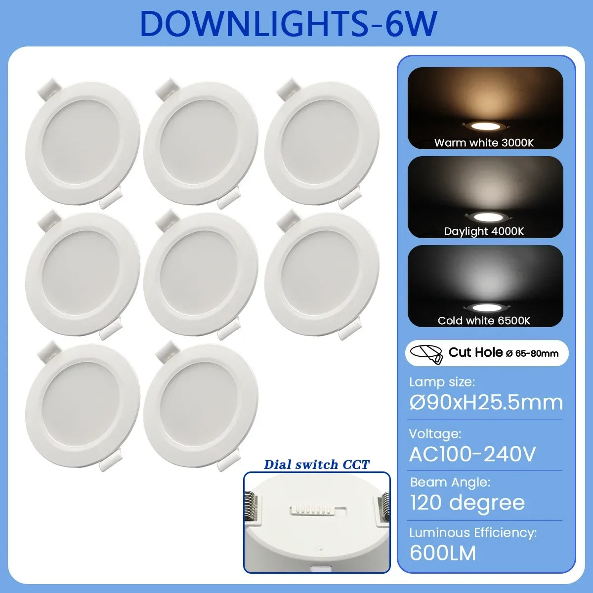 spots led encastrables blancs modernes 10w 14w 17w 20w 24w cct 3000k 4000k 6500k