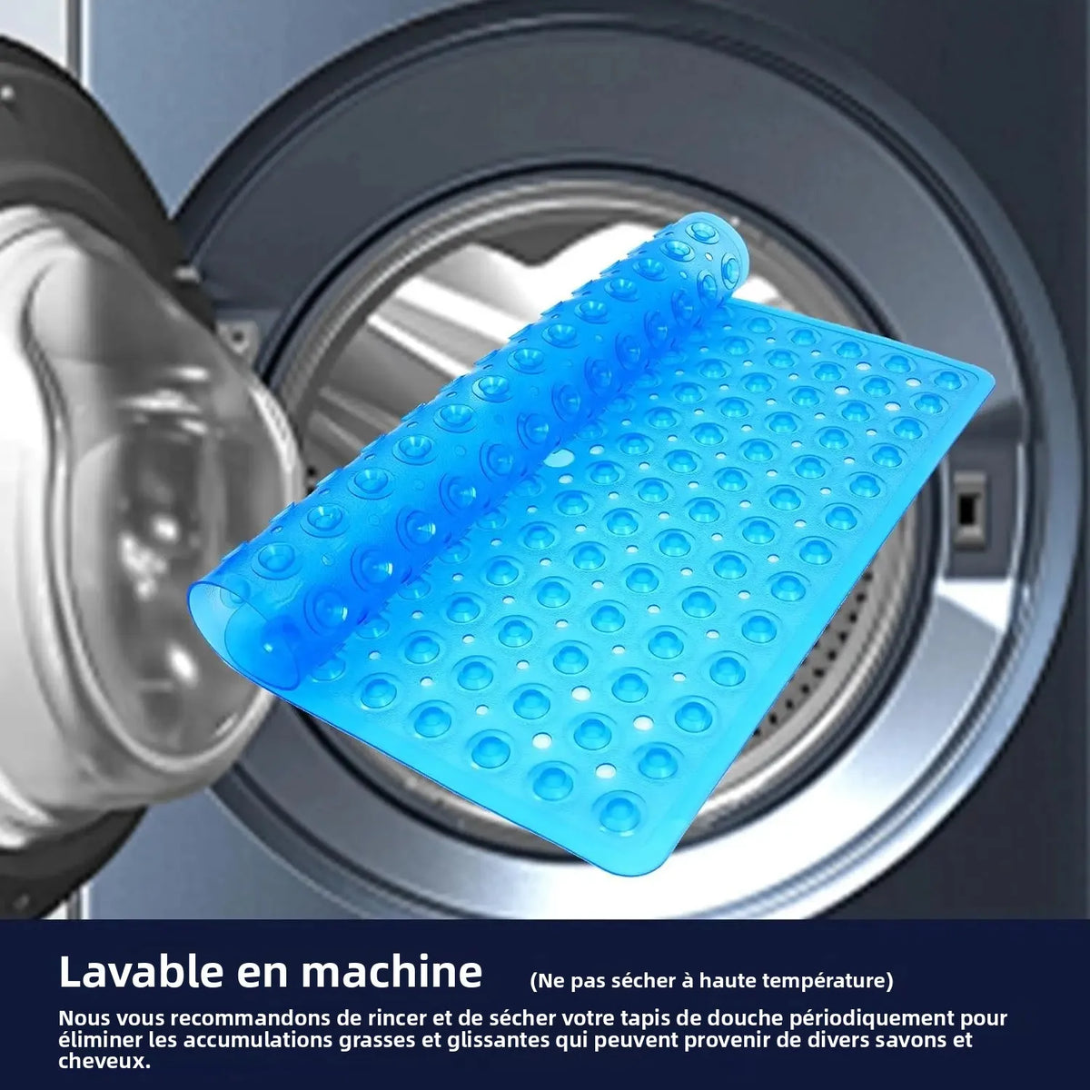 tapis bain moderne bleu clair perforé 53x53cm respectueux environnement salle bain