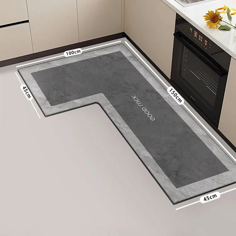 tapis sol moderne gris marbré adhésif salon super absorbant long rectangle