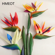 fleurs artificielles bird of paradise rouge orange jaune bleu tropical moderne décoration intérieure événements
