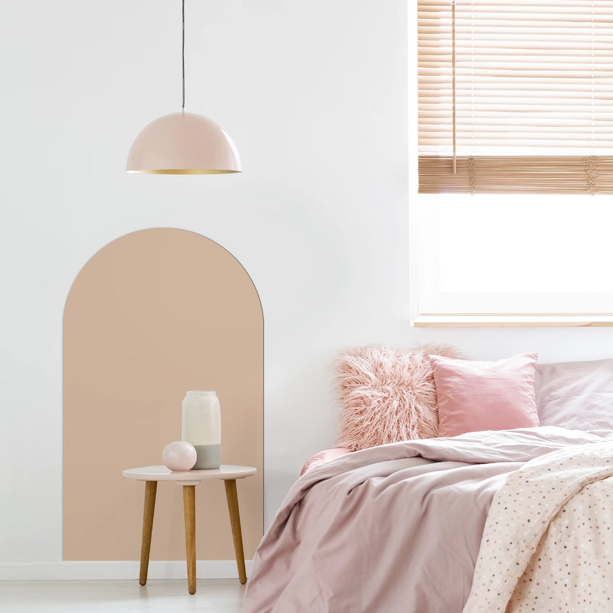 panneau mural arqué moderne décoration simple soleil nuages fleurs animaux adhésif beige clair minimaliste