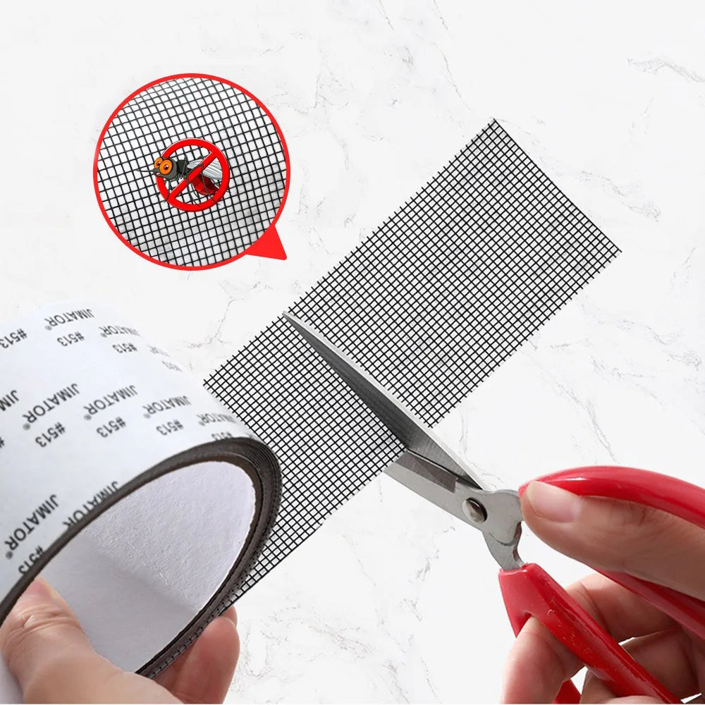 ruban réparation moustiquaire adhésif pratique noir blanc maille fine utilitaire anti insectes fenêtre porte
