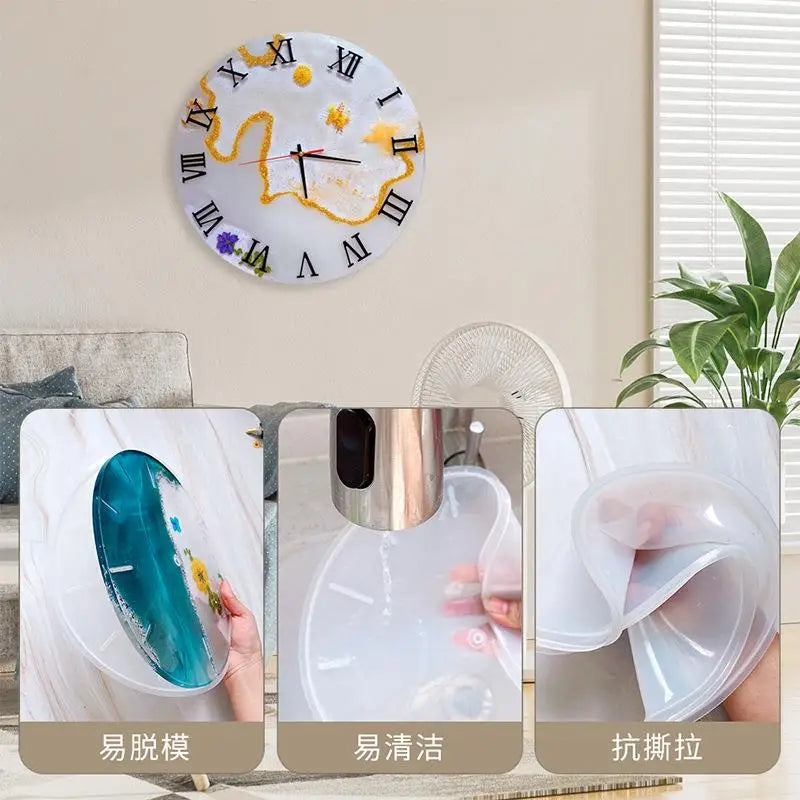 horloge murale silicone transparente chiffres romains motifs marbrés feuilles moderne