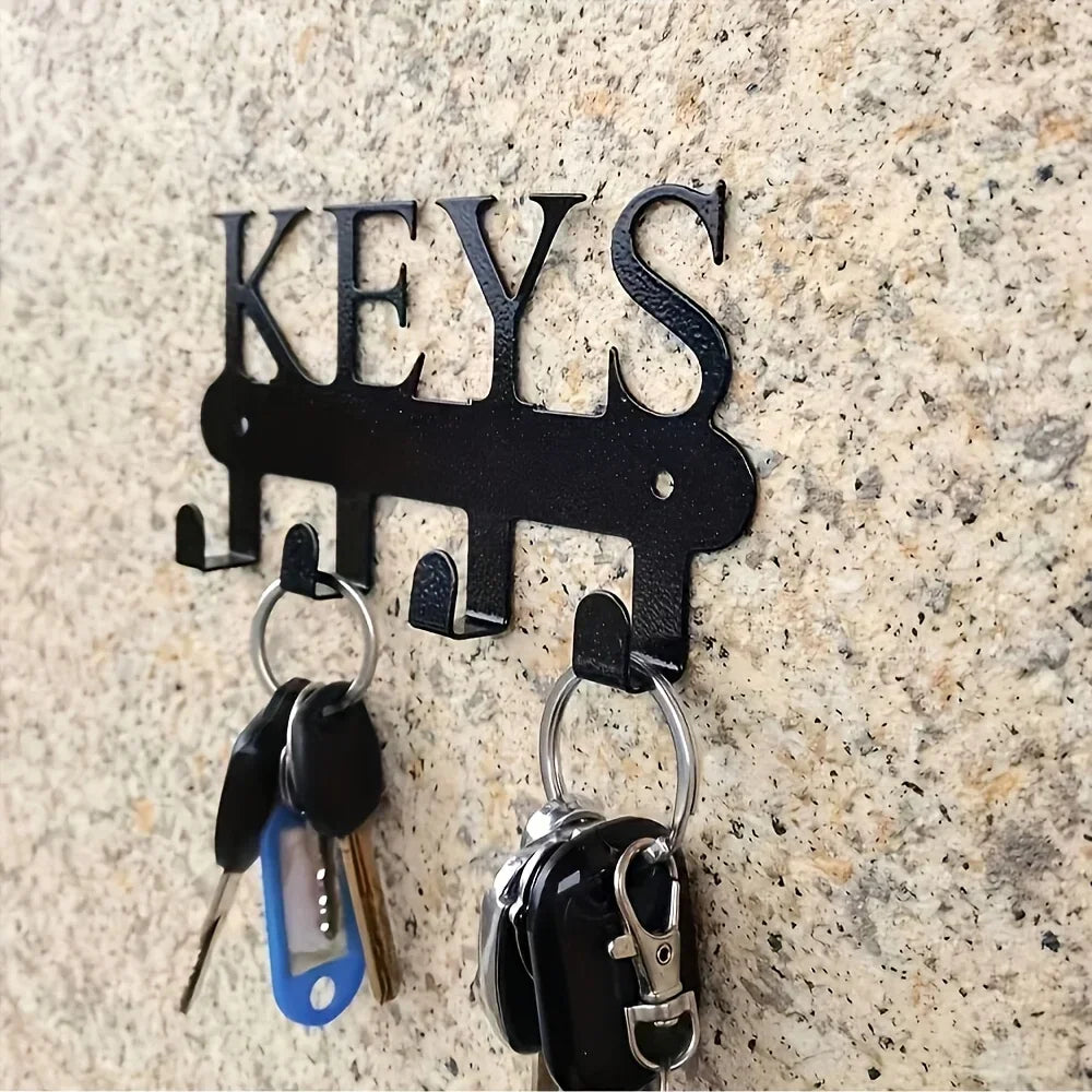 porte clés mural lettres KEYS rustique support texturé facile serviettes écharpes clés porte monnaie