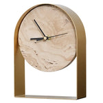 horloge table moderne statue pierre naturelle beige noir doré minimaliste