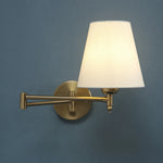 lampe murale moderne bras articulé or noir abatjour blanc éclairage quotidien chambre entrée
