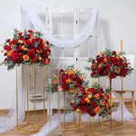support fleurs artificielles moderne bouquet doré élégant décoration mariage tablecoration métal or rouge blanc