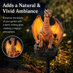 statue dragon lumineuse résine marron fantastique décoration extérieure jardin maison plumes ailes details réaliste