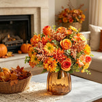 Bouquet artificiel fleurs soie rose blanc bleu orange feuilles vertes décoration mariage anniversaireextérieur classique