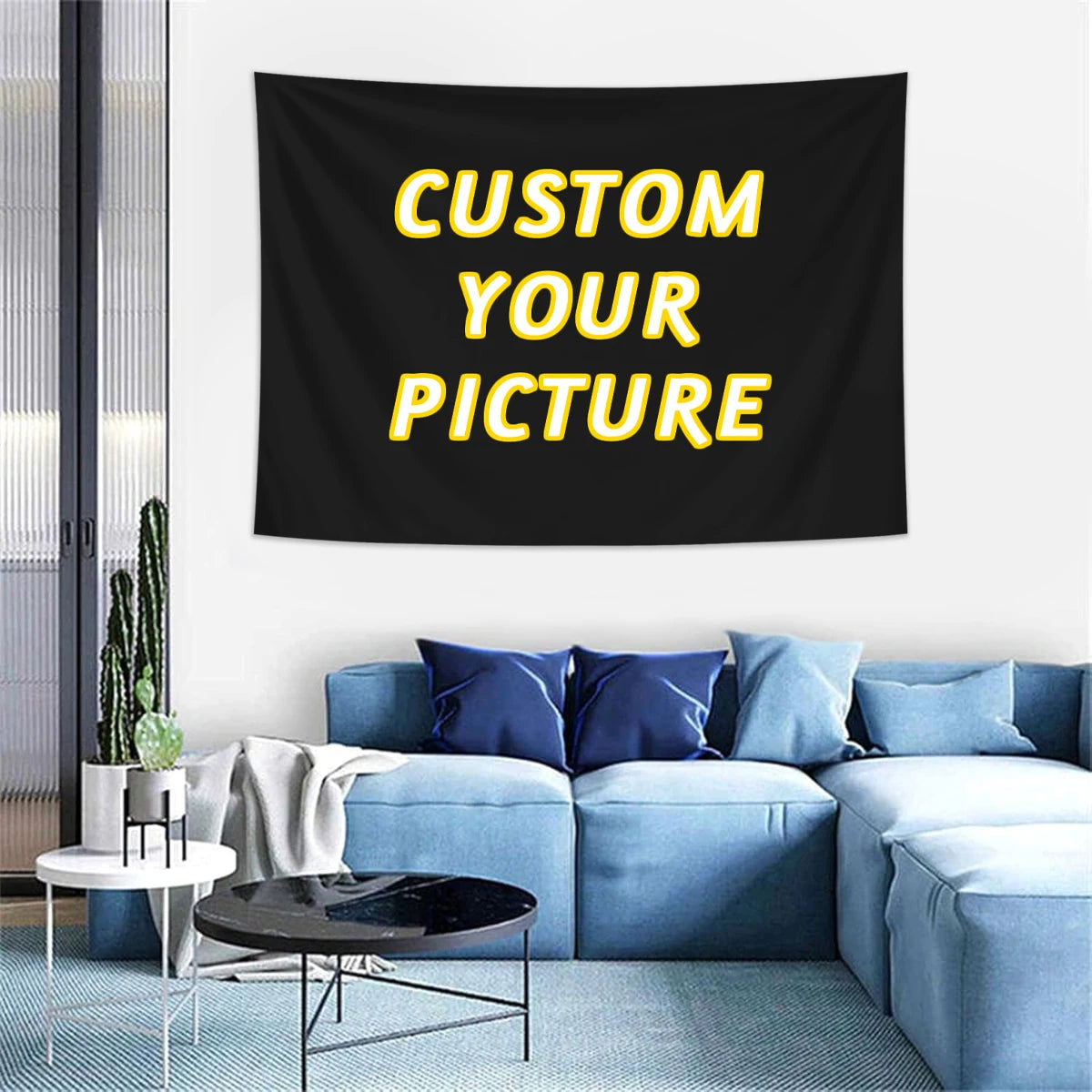 tapisserie personnalisable moderne noir jaune lettres relief 150x100 200x150 230x180 machine lavable