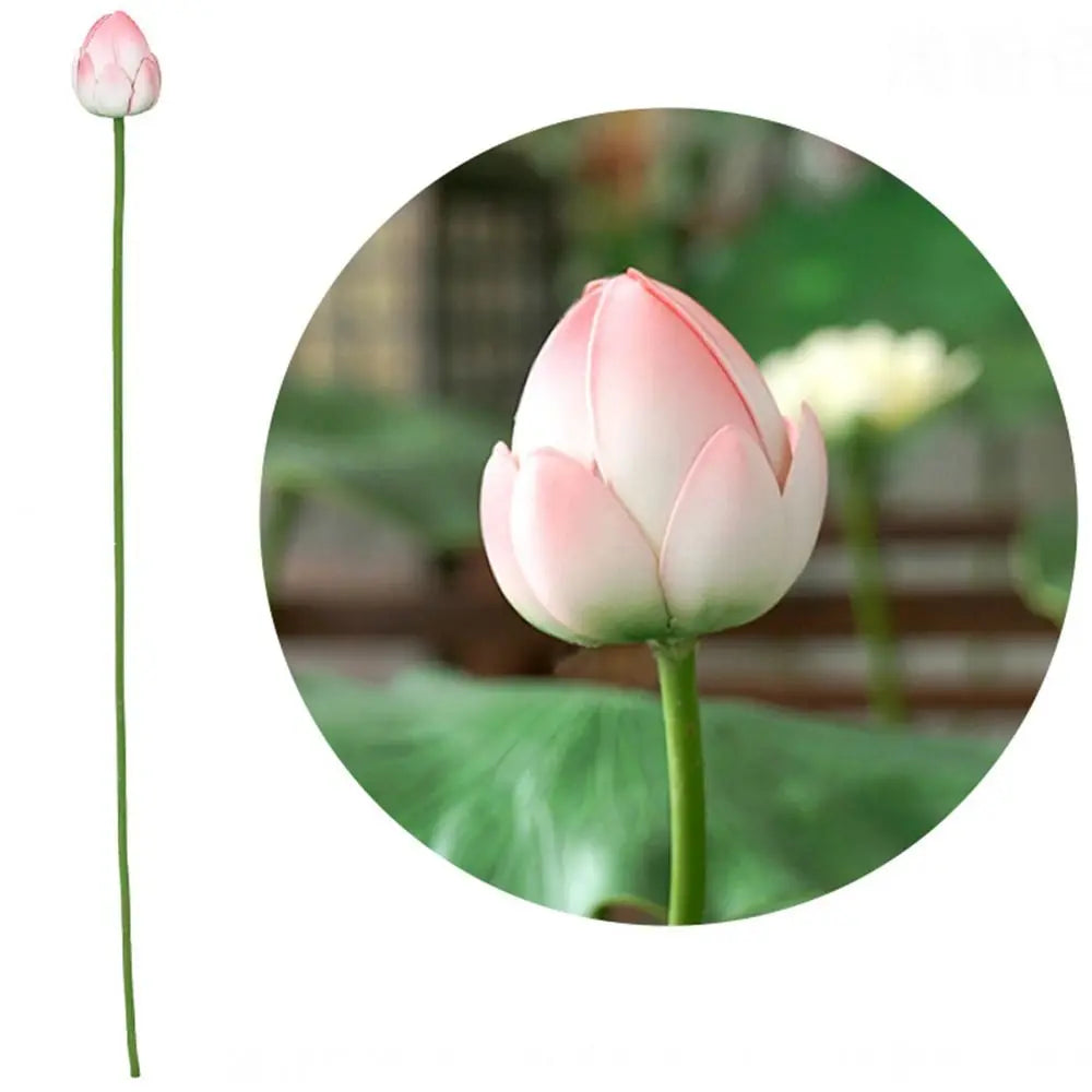fleur artificielle lotus tige longue décoration intérieure vert rose blanc naturel détaillé Pods Feuilles