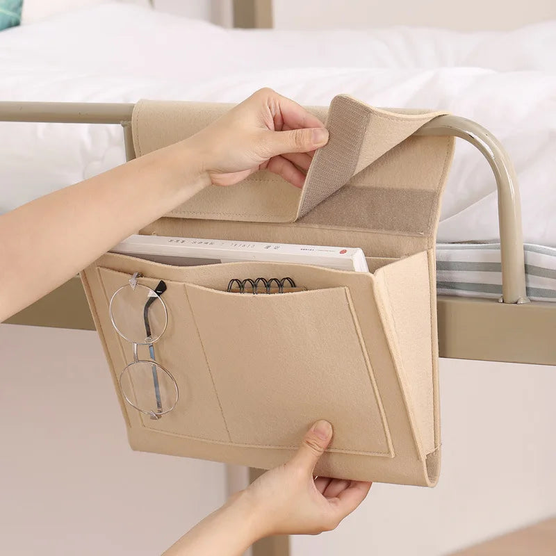 organisateur mural velours beige compartiments moderne velcro rangement chambre salon multifonctionalité