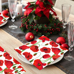 serviettes papier pliables motifs pavots rouges mariage anniversaire festives pack 20 pièces