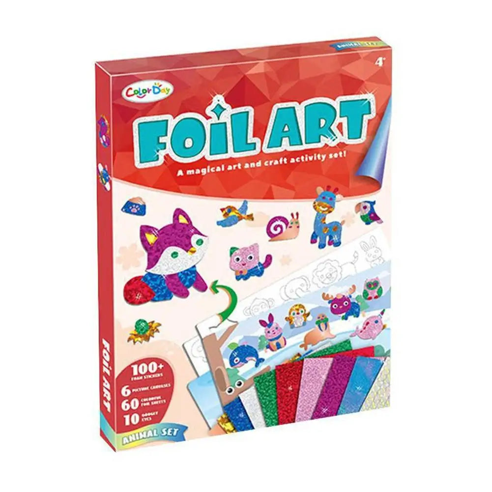 feuilles métal art enfants stickers autocollants coloriage cartes dessin motifs animaux géométriques paires yeux